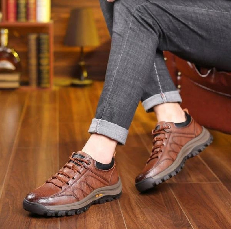 Adélard - Chaussures en cuir marron pour homme au design ergonomique