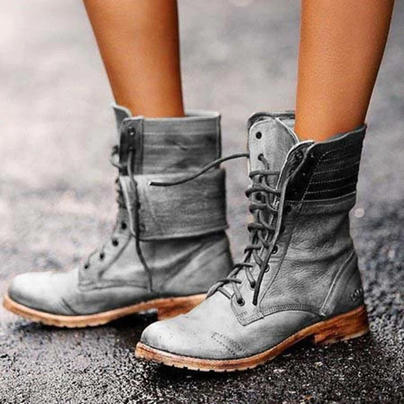 Ortho Pied-Boots-Bottines à lacets en cuir chic pour femme