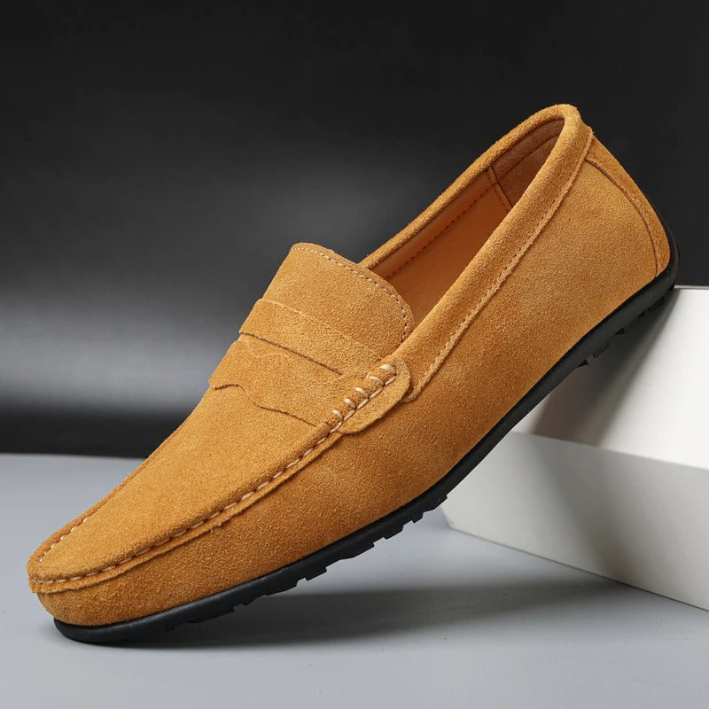 Ortho Pied-Chaussures-Mocassins en daim souple pour homme avec semelles rembourrées offrant un confort optimal