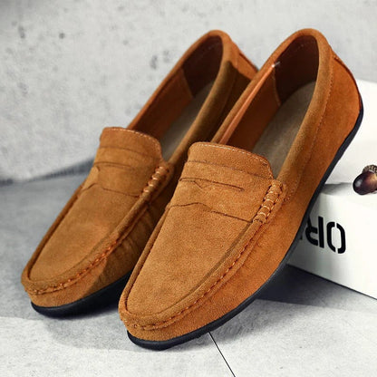 Ortho Pied-Chaussures-Mocassins en daim souple pour homme avec semelles rembourrées offrant un confort optimal