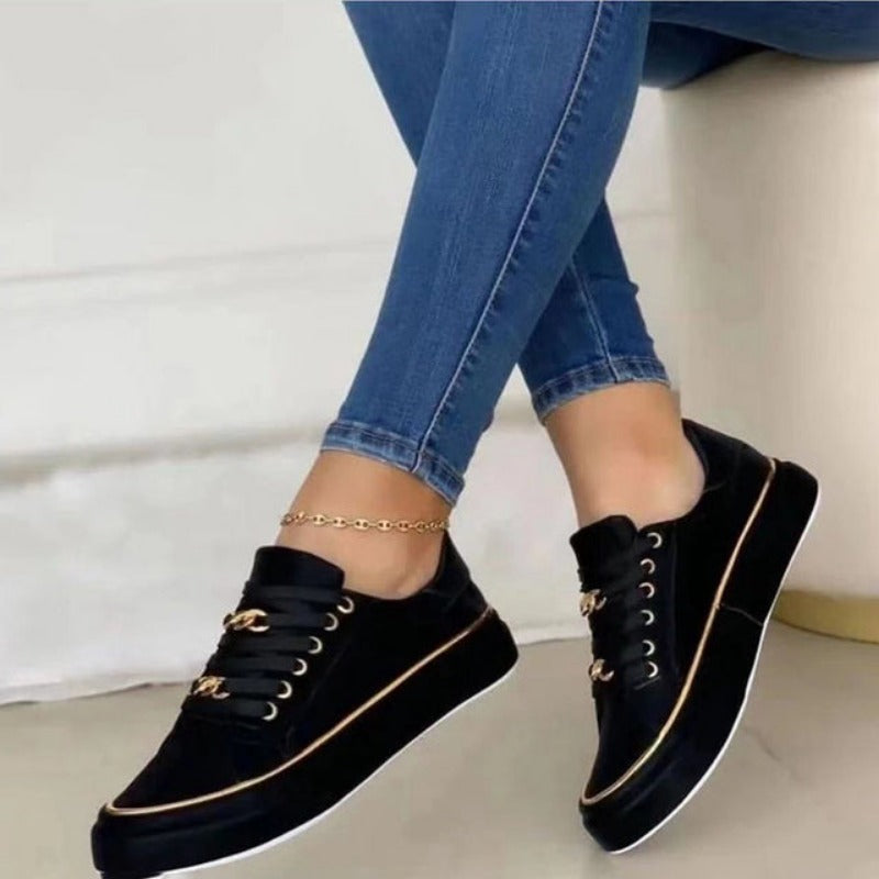 Lisette - Chaussures modernes dorées avec semelles confortables pour femme