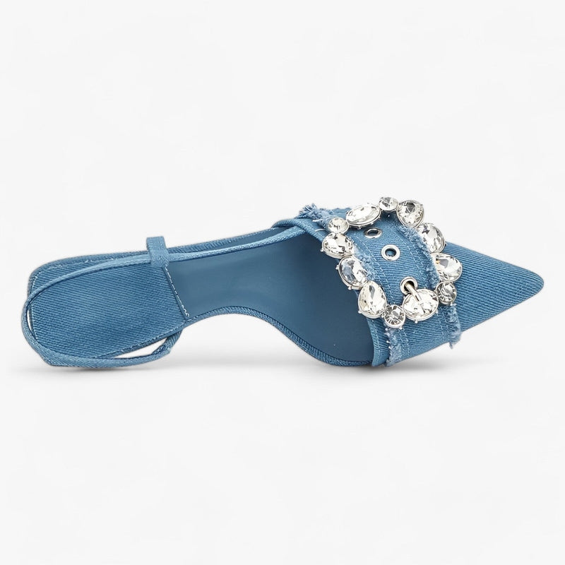 Chloé - Talons hauts en denim chic avec ornements scintillants