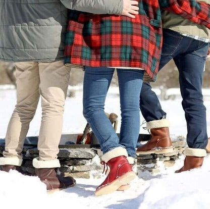 Clara - Bottes élégantes en cuir rouge imperméable pour femme