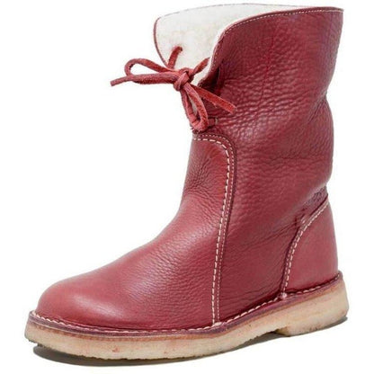 Clara - Bottes élégantes en cuir rouge imperméable pour femme