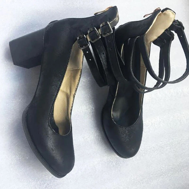 Delia - Chaussures élégantes à talons hauts en cuir noir pour femme