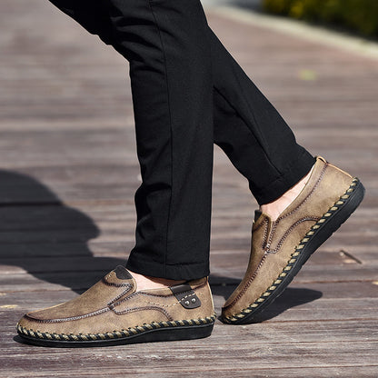 Delroy - Mocassins en cuir gris confortables et respirants pour homme