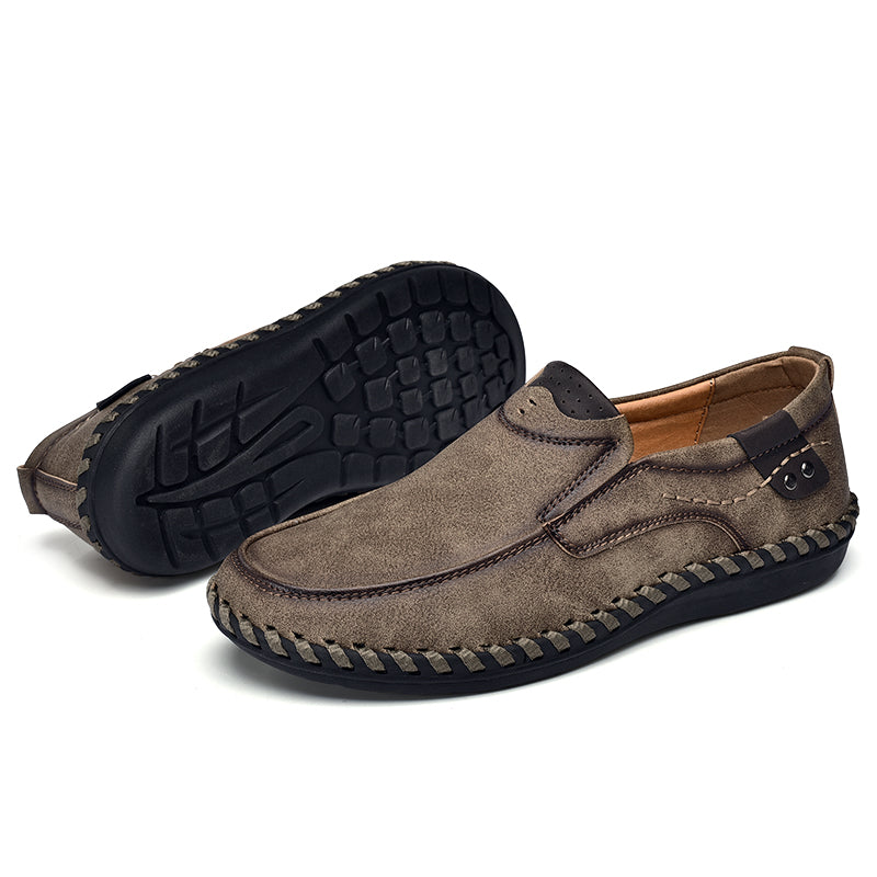 Delroy - Mocassins en cuir gris confortables et respirants pour homme