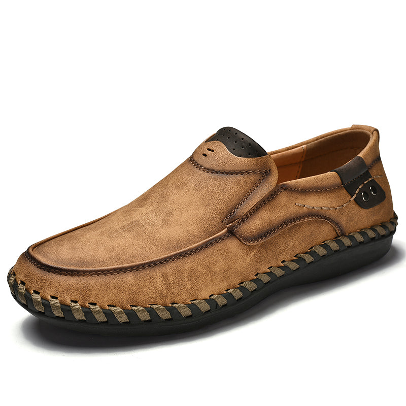 Delroy - Mocassins en cuir gris confortables et respirants pour homme