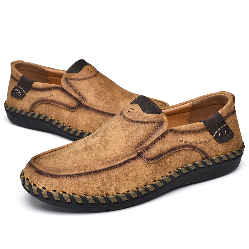 Delroy - Mocassins en cuir gris confortables et respirants pour homme