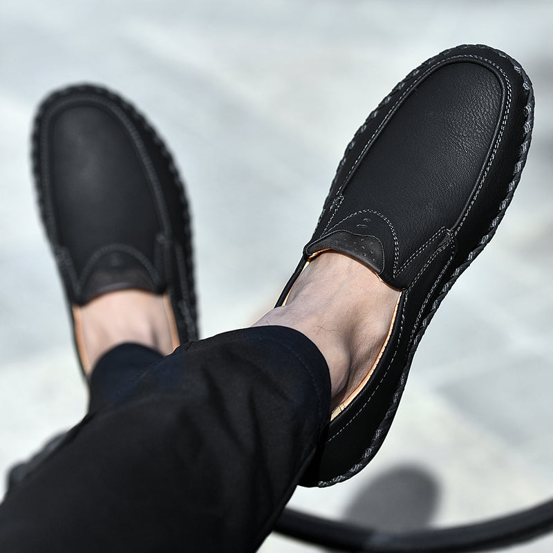 Delroy - Mocassins en cuir gris confortables et respirants pour homme