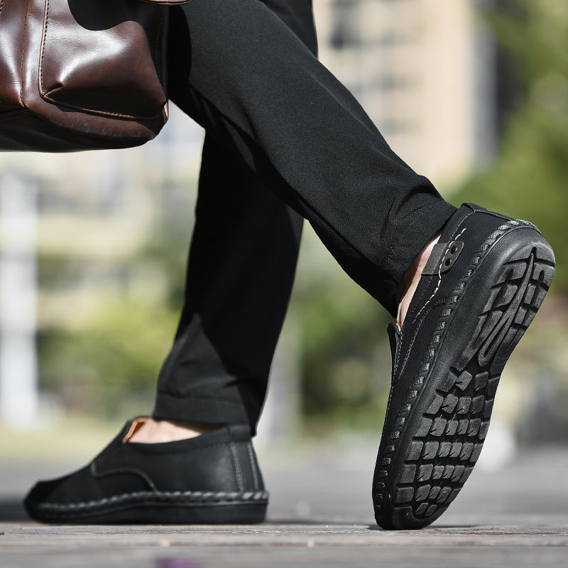 Delroy - Mocassins en cuir gris confortables et respirants pour homme