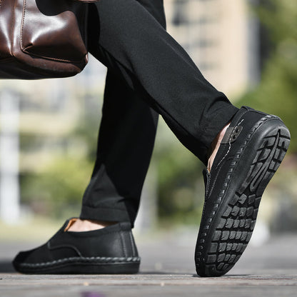 Delroy - Mocassins en cuir gris confortables et respirants pour homme