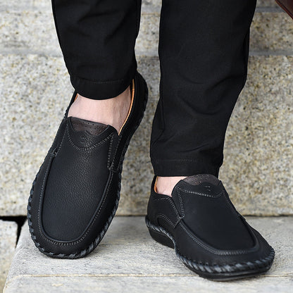 Delroy - Mocassins en cuir gris confortables et respirants pour homme