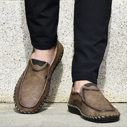 Delroy - Mocassins en cuir gris confortables et respirants pour homme