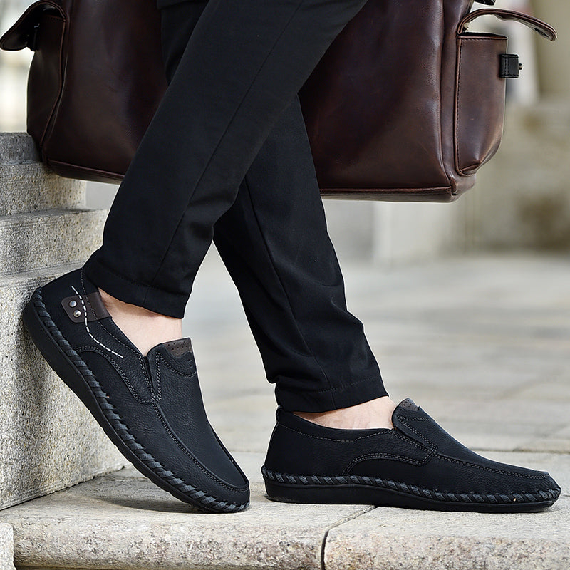 Delroy - Mocassins en cuir gris confortables et respirants pour homme