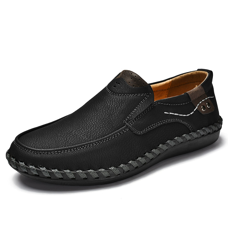 Delroy - Mocassins en cuir gris confortables et respirants pour homme