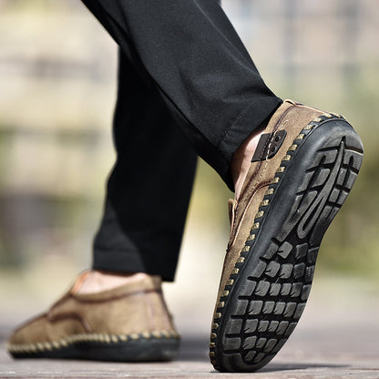 Delroy - Mocassins en cuir gris confortables et respirants pour homme