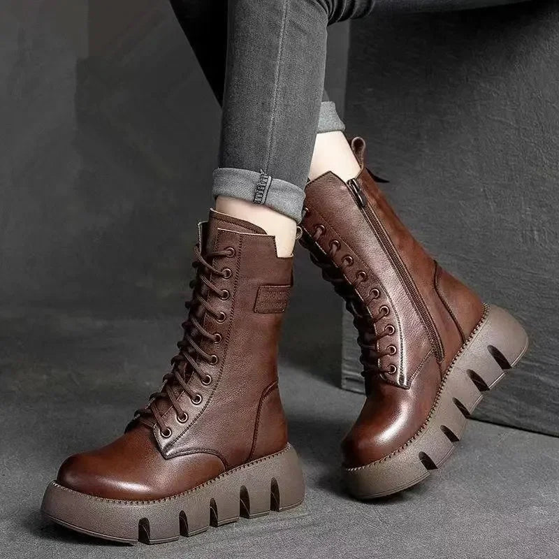 Ortho Pied-FEMININO-Lina - Bottes en cuir à plateforme pour femme au style élégant et durable