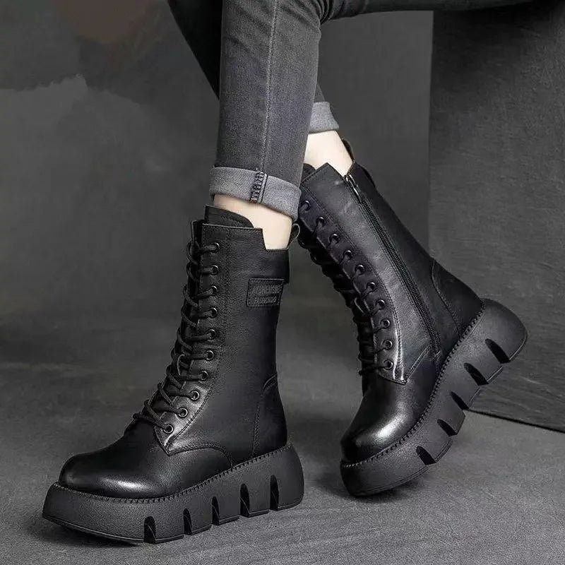 Ortho Pied-FEMININO-Lina - Bottes en cuir à plateforme pour femme au style élégant et durable