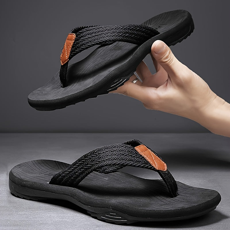 Ortho Pied-Flip Flops-Vincent - Tongs noires pour homme au style moderne et décontracté