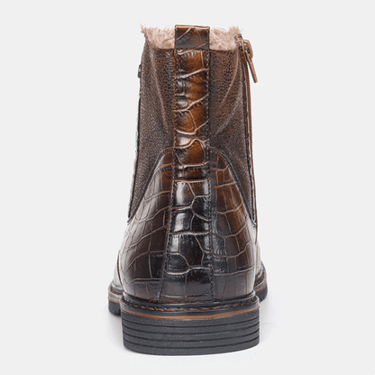 Ortho Pied-Men Boots-Bottes chaudes en cuir isolées pour hommes avec design élégant