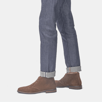 Ortho Pied-Men Boots-Bottes chukka en daim marron pour hommes, élégantes et confortables