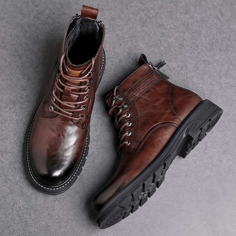 Ortho Pied-Men Boots-Bottes élégantes à lacets pour hommes avec design polyvalent