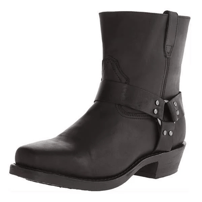 Ortho Pied-Men Boots-Bottes élégantes en cuir avec zip latéral pour hommes