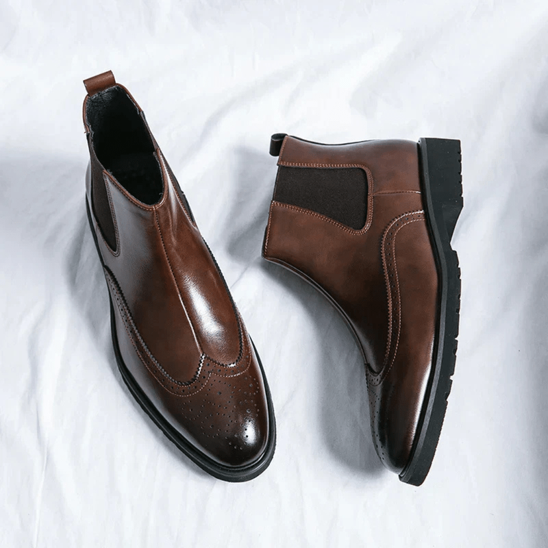 Ortho Pied-Men Boots-Bottes élégantes en cuir pour hommes avec confort optimal