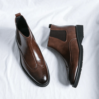 Ortho Pied-Men Boots-Bottes élégantes en cuir pour hommes avec confort optimal