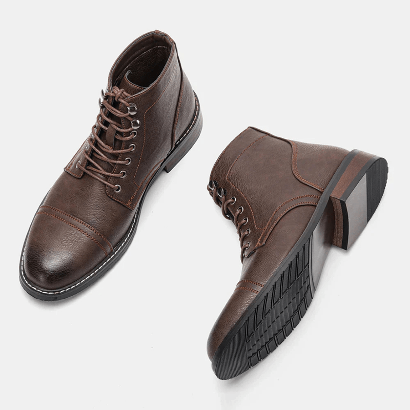 Ortho Pied-Men Boots-Bottes en cuir tendance pour hommes avec lacets élégants