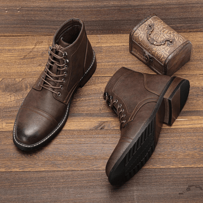 Ortho Pied-Men Boots-Bottes en cuir tendance pour hommes avec lacets élégants