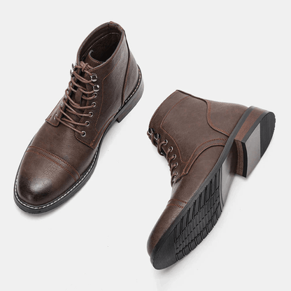 Ortho Pied-Men Boots-Bottes en cuir tendance pour hommes avec lacets élégants