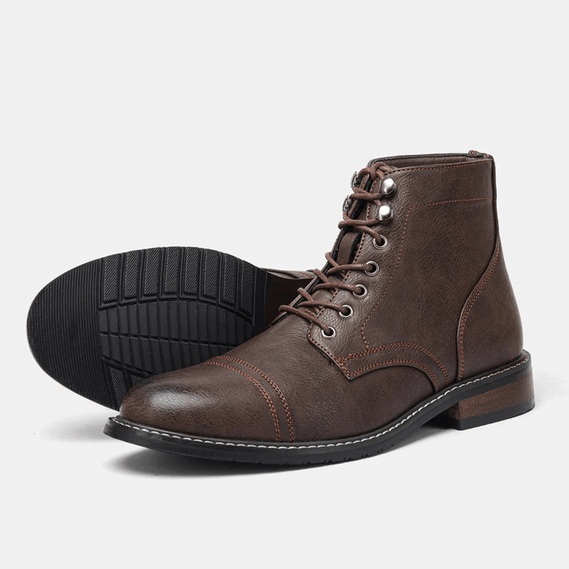 Ortho Pied-Men Boots-Bottes en cuir tendance pour hommes avec lacets élégants