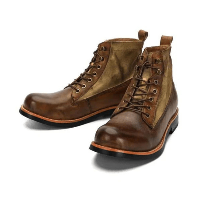 Ortho Pied-Men Boots-Bottes en cuir vintage à lacets pour hommes alliant confort et style