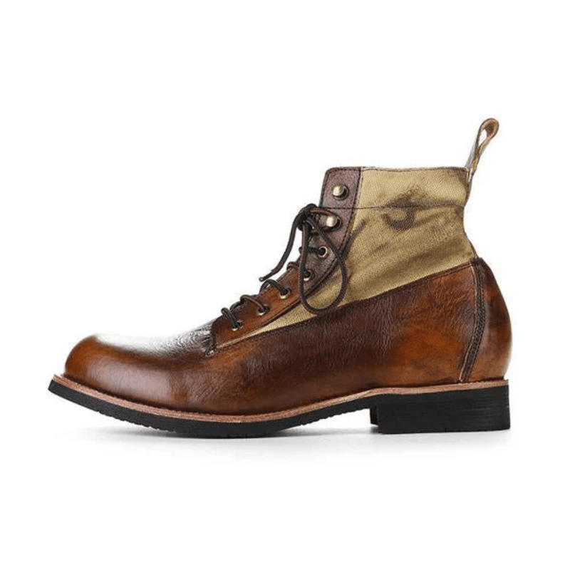 Ortho Pied-Men Boots-Bottes en cuir vintage à lacets pour hommes alliant confort et style