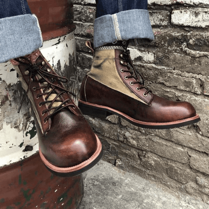 Ortho Pied-Men Boots-Bottes en cuir vintage à lacets pour hommes alliant confort et style