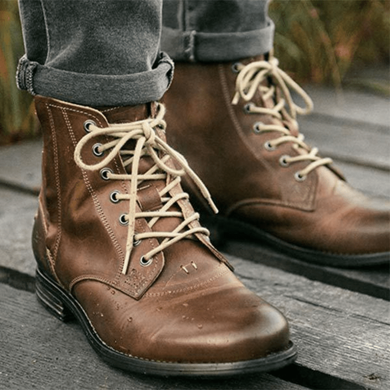 Ortho Pied-Men Boots-Bottes tendance à lacets et fermeture éclair pour hommes