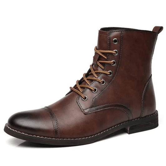 Ortho Pied-Men Boots-Bottes tendance en cuir avec lacets pour hommes