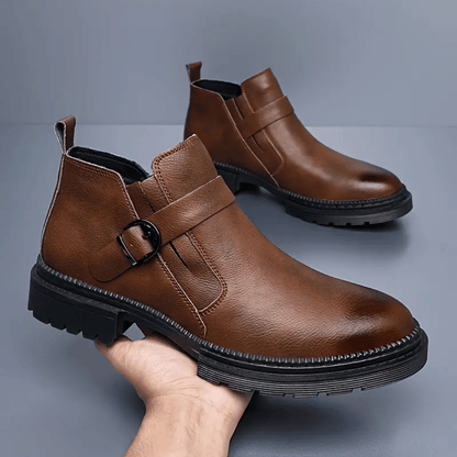 Ortho Pied-Men Boots-Bottes tendance en cuir avec boucle latérale pour hommes