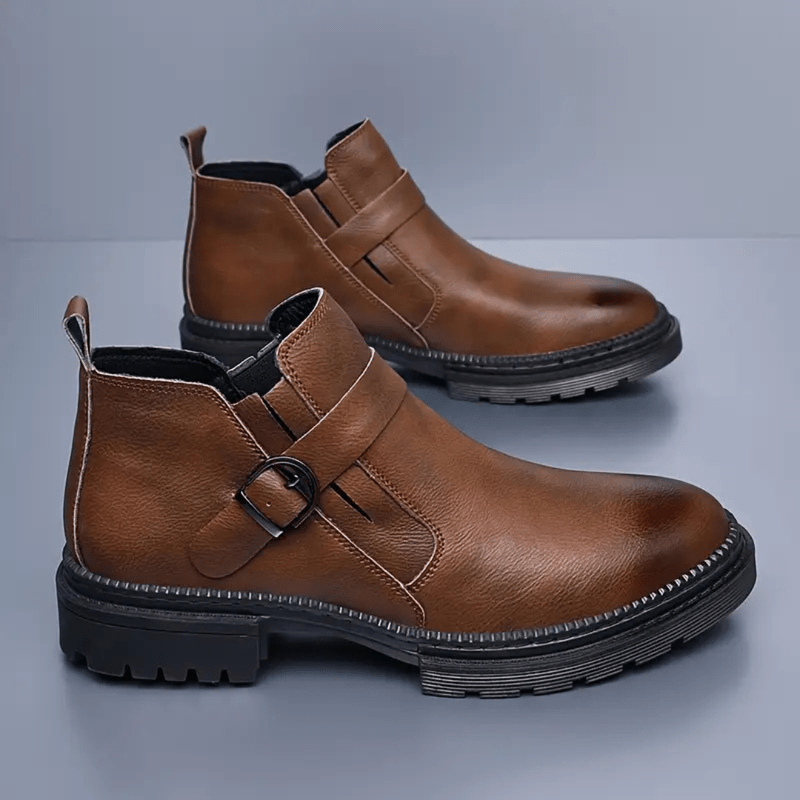 Ortho Pied-Men Boots-Bottes tendance en cuir avec boucle latérale pour hommes