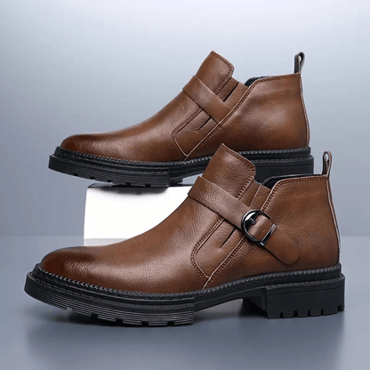 Ortho Pied-Men Boots-Bottes tendance en cuir avec boucle latérale pour hommes