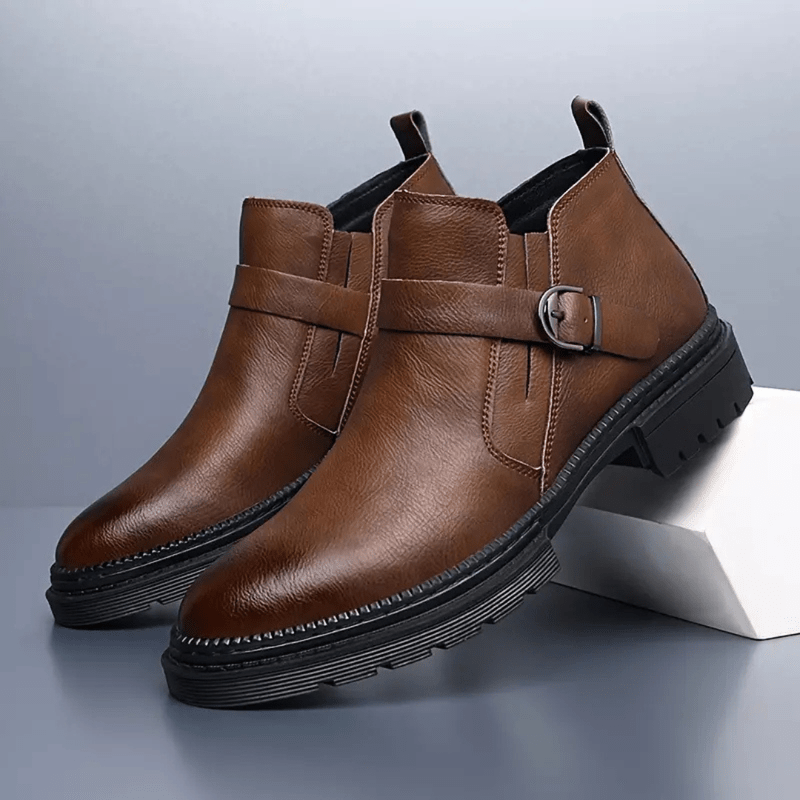 Ortho Pied-Men Boots-Bottes tendance en cuir avec boucle latérale pour hommes