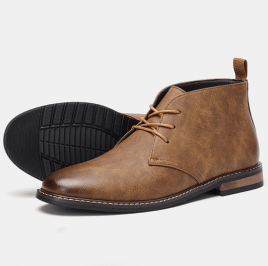 Ortho Pied-Men Boots-Bottines chukka en cuir marron pour hommes, élégantes et durables