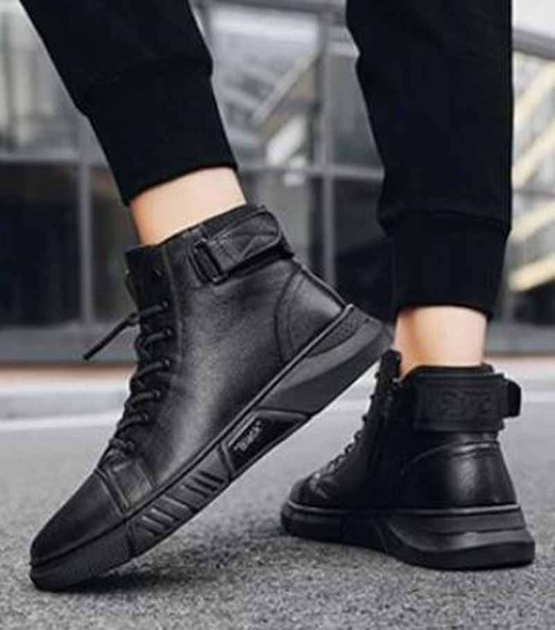 Ortho Pied-Men Boots-Chaussures élégantes en cuir pour hommes avec semelles antidérapantes