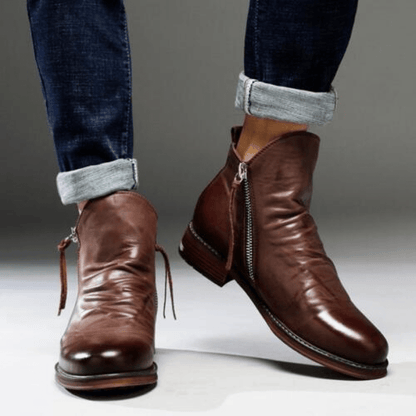 Ortho Pied-Men Boots-Hommes Bottes en cuir élégantes et polyvalentes pour un style intemporel