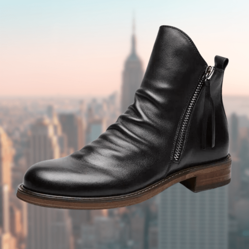 Ortho Pied-Men Boots-Hommes Bottes en cuir élégantes et polyvalentes pour un style intemporel