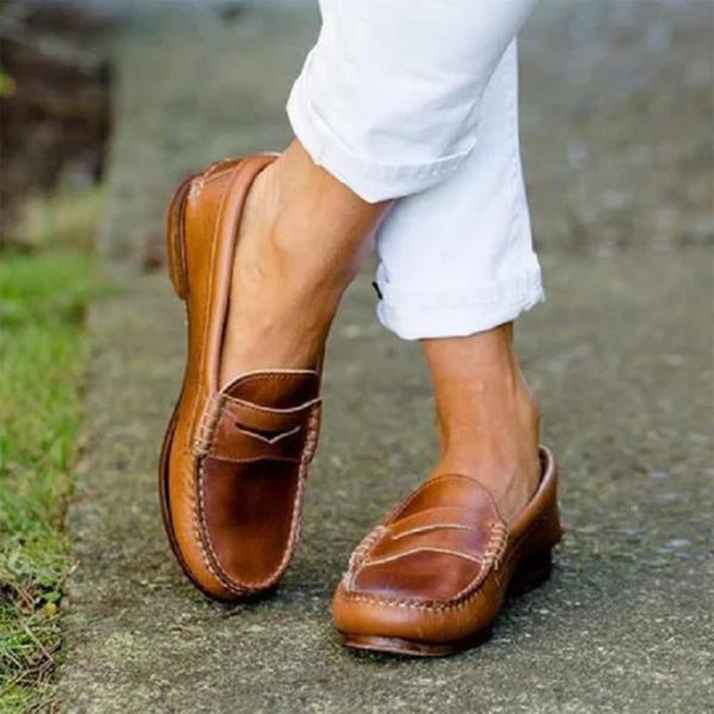 Ortho Pied-Mocassin Femme-Mules confortables en cuir de luxe pour un style élégant