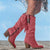 Ruby - Bottes en cuir rouges au style tendance pour femme