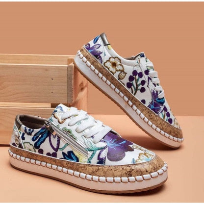 Ortho Pied-Sneakers Women-Baskets à imprimé floral avec laçage pour femmes